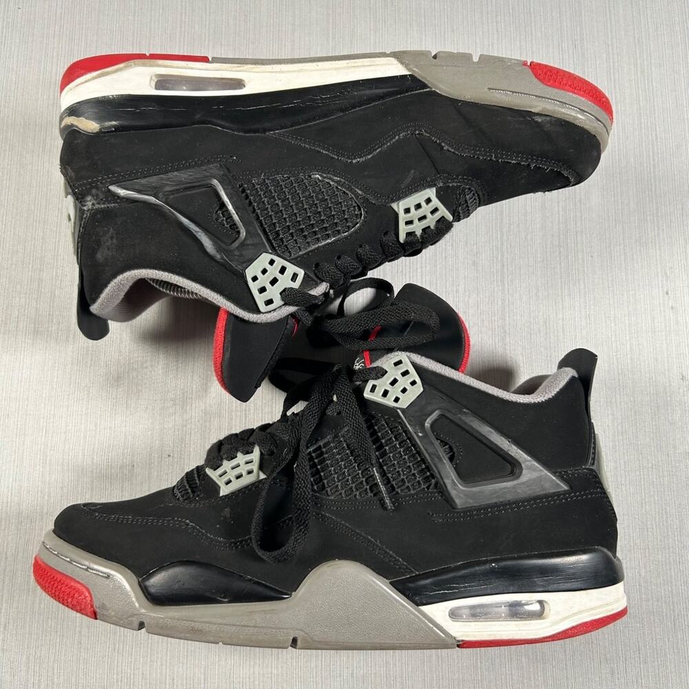 Nike Jordan Air 4 Bred 2019 Mens Size 10 Black Red Basketball Sneakers